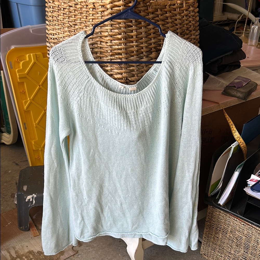 Moth | Anthropology | Light turqoise Knit Sweater with flare sleeves